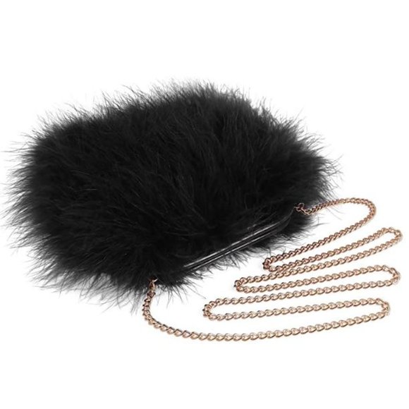 Handbags - Women Marabou Feather Clutch Evening Handbag